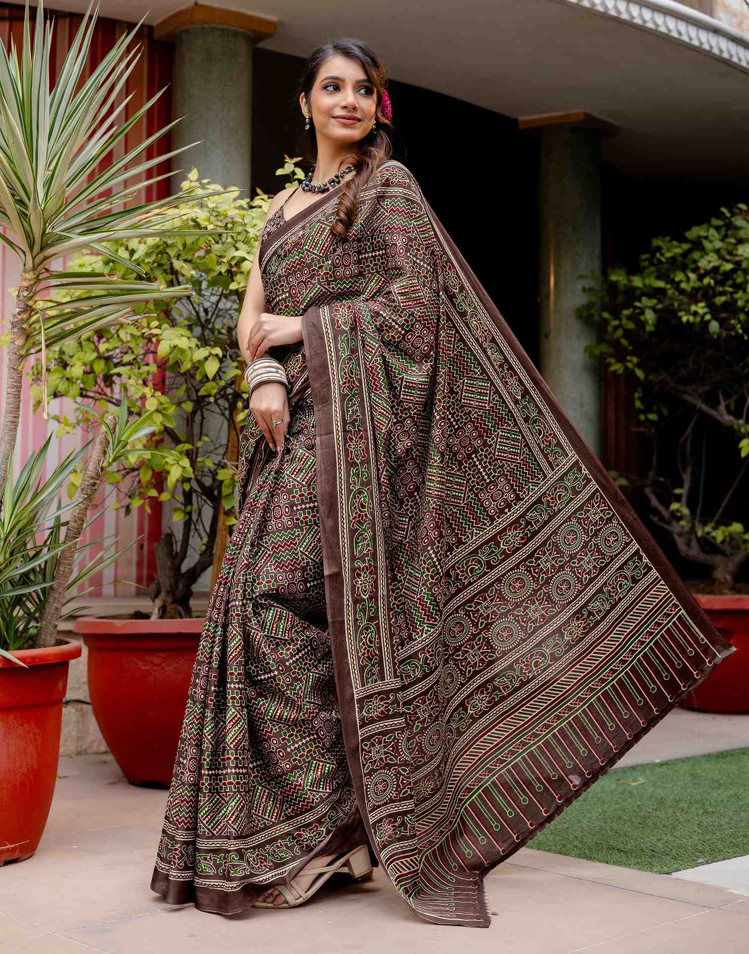 Multicoloured Cotton Printed Saree