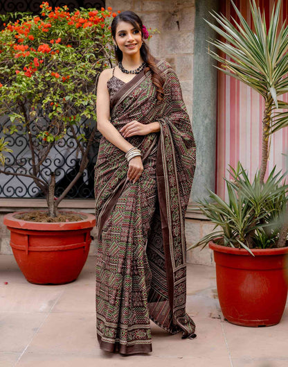 Multicoloured Cotton Printed Saree