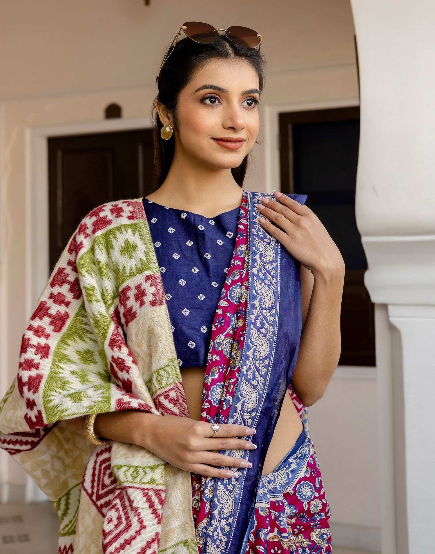 Rani Pink Cotton Printed Saree