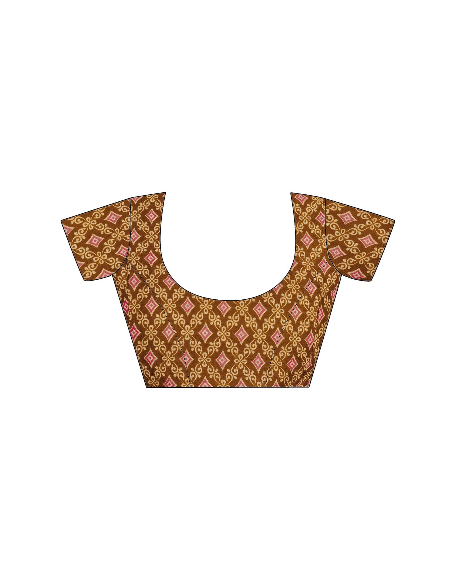 Brown Cotton Printed Saree