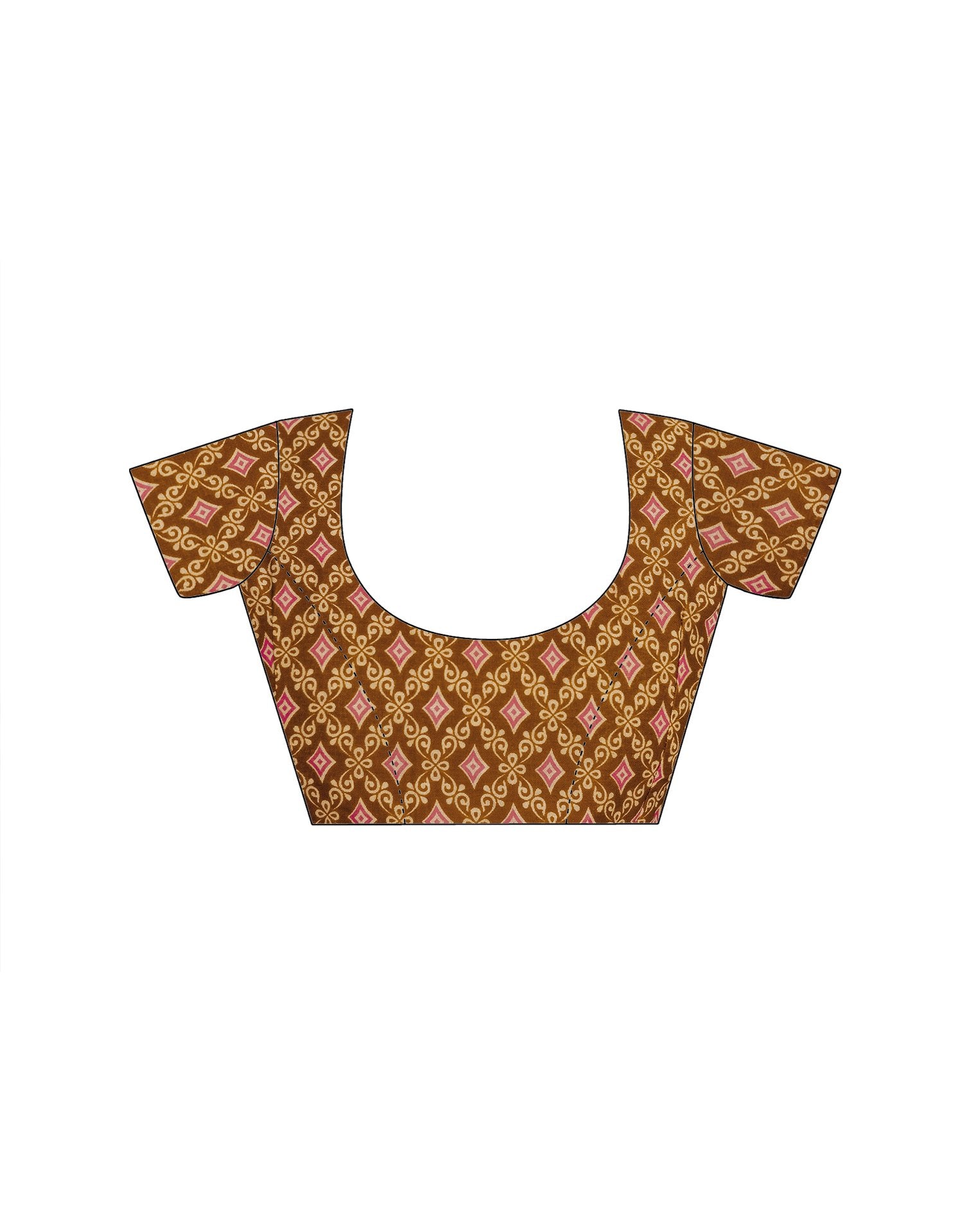 Brown Cotton Printed Saree