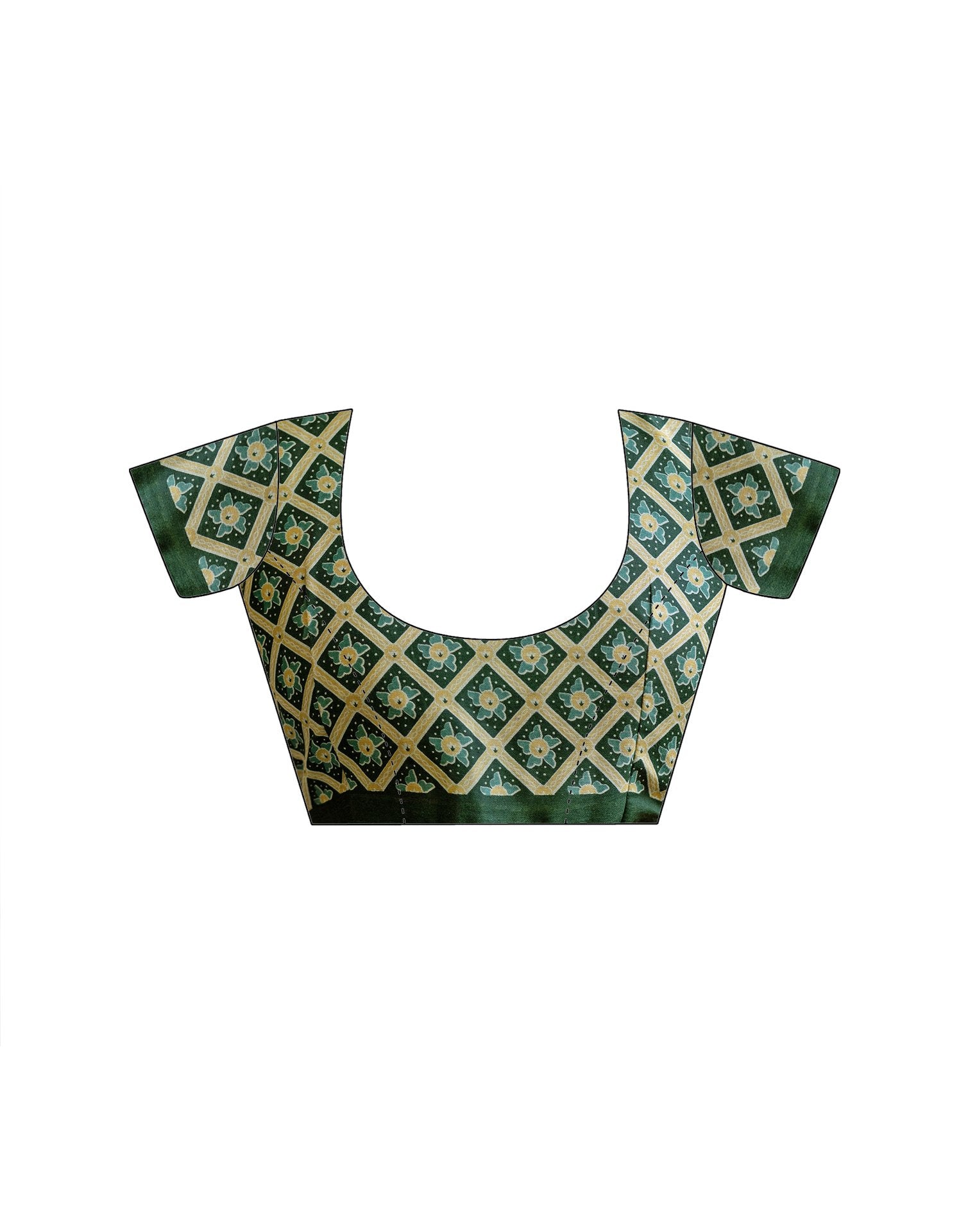 Green Cotton Printed Saree