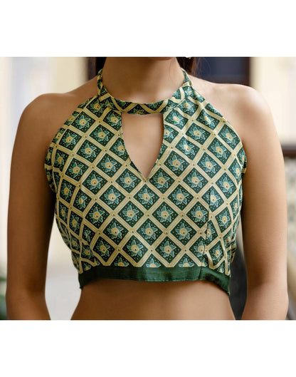 Green Cotton Printed Saree