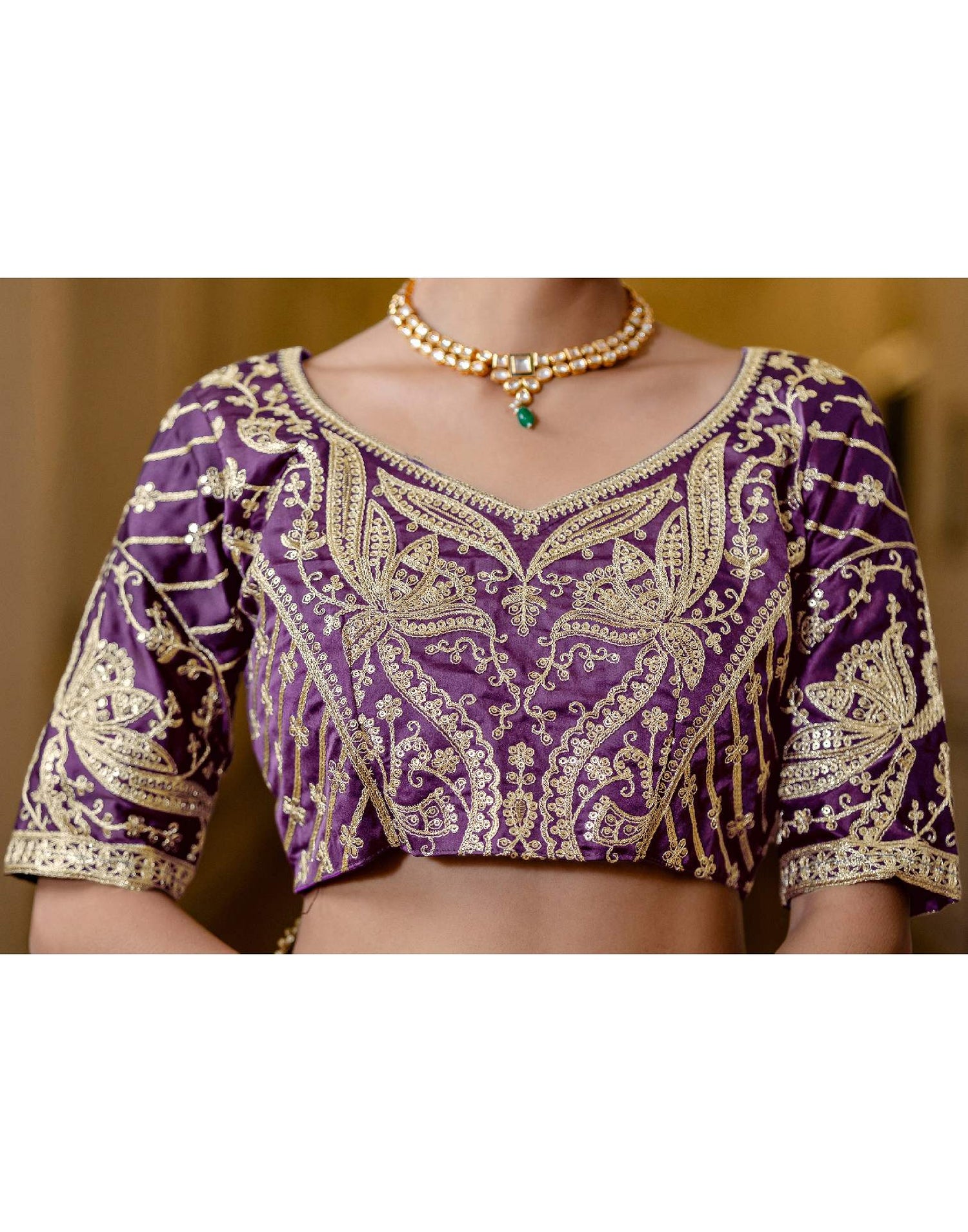 Purple Shimmer Chiffon Lace Saree