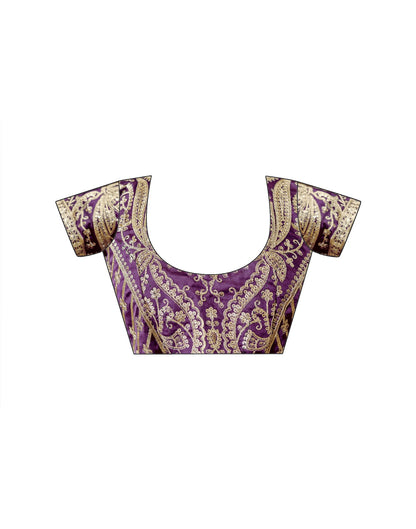 Purple Shimmer Chiffon Lace Saree