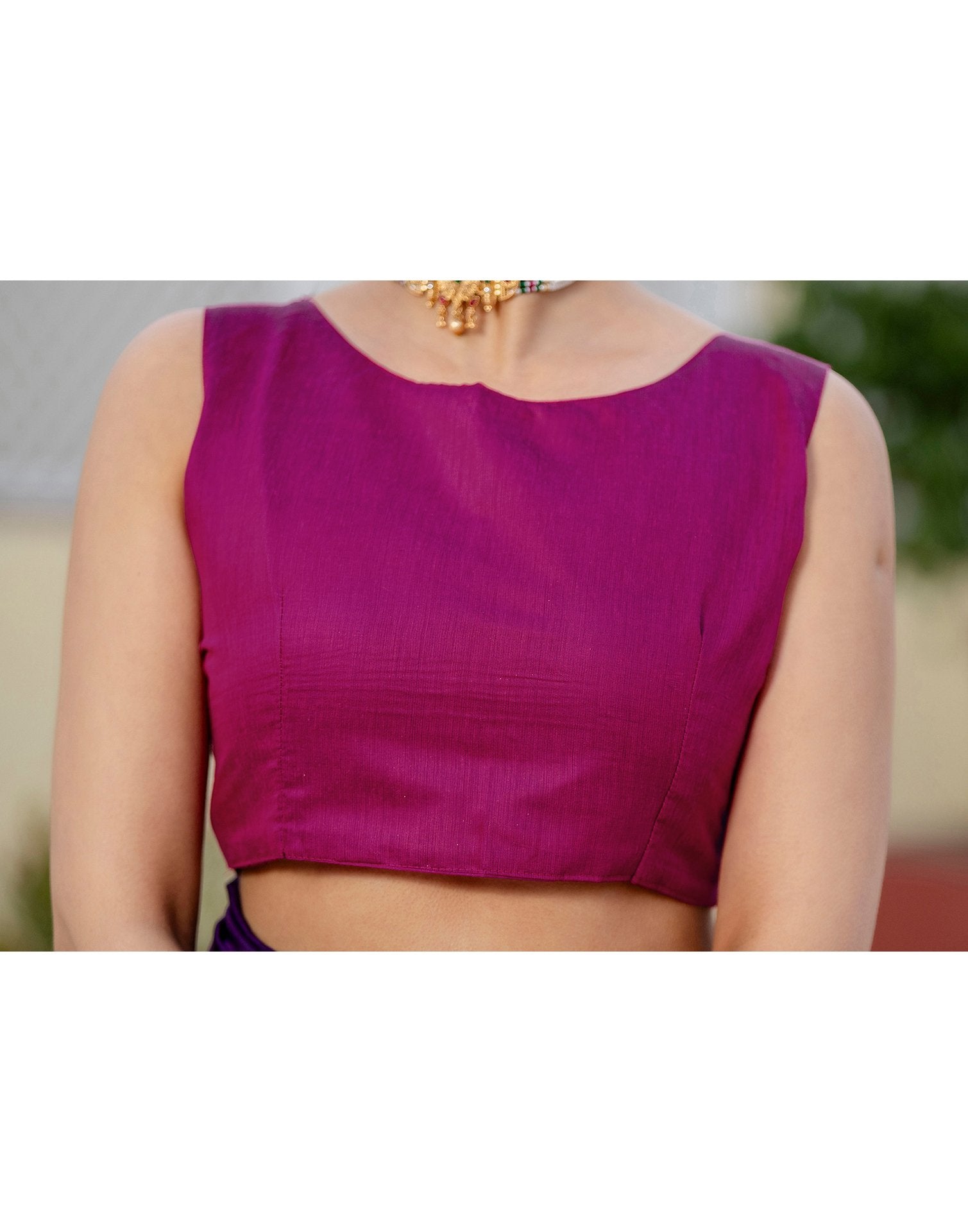 Purple Chanderi Cotton Tassels Plain Saree