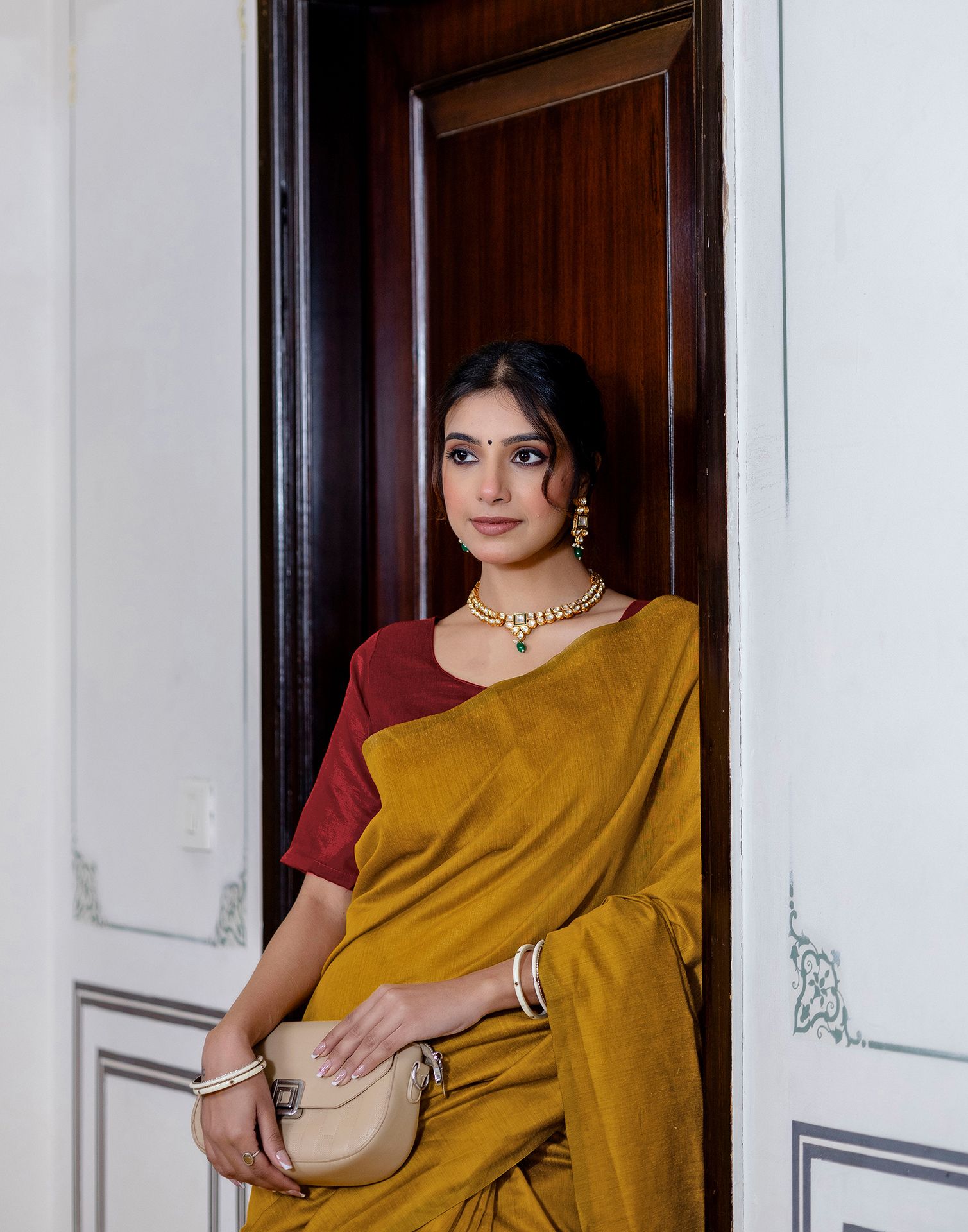 Yellow Chanderi Cotton Tassels Plain Saree