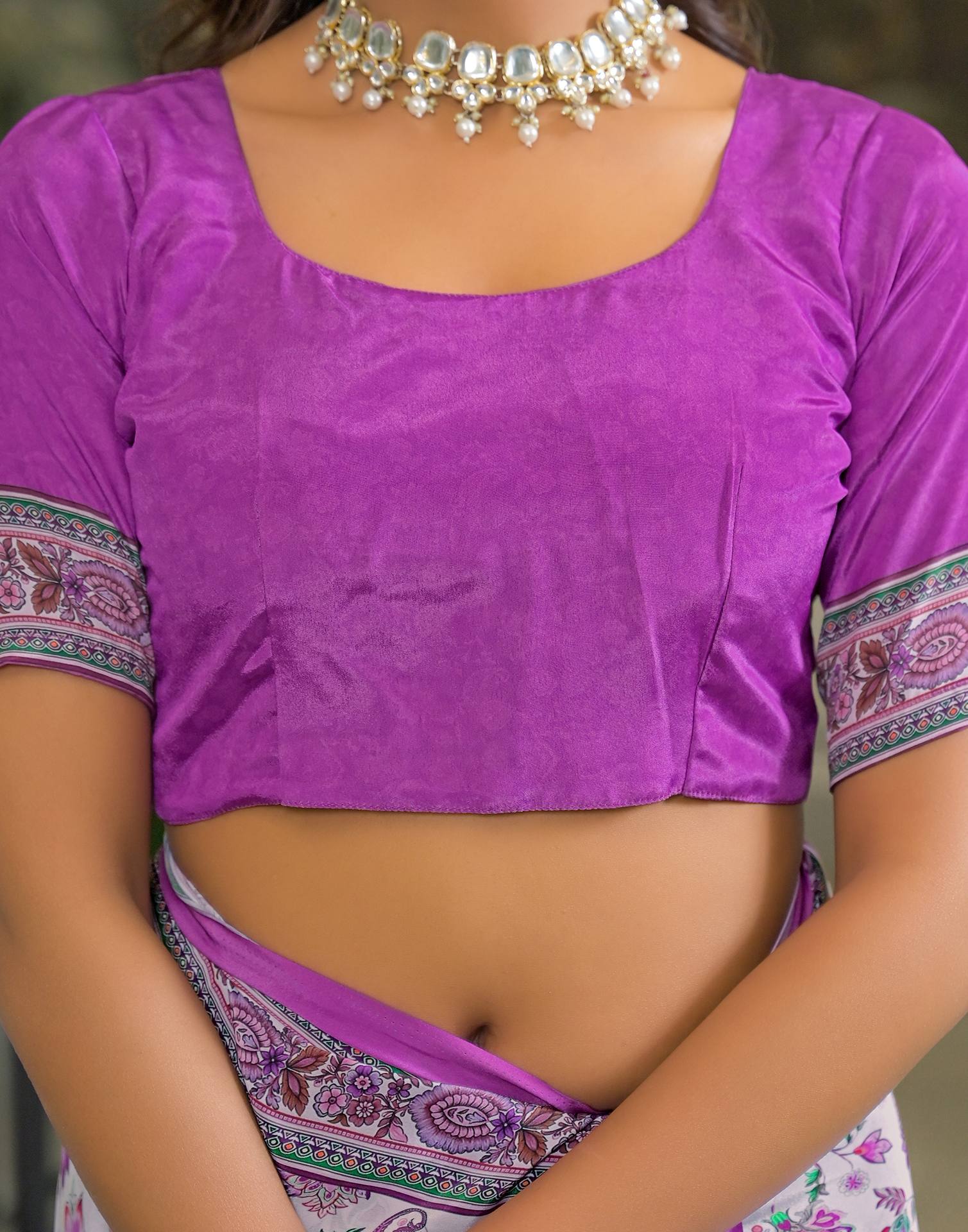 Light Pink Crepe Silk Printed Saree