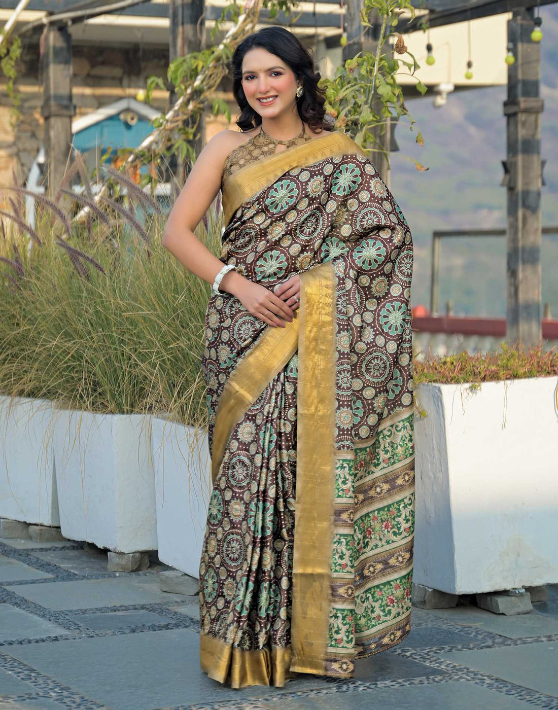 Mauve Silk Woven Printed Saree