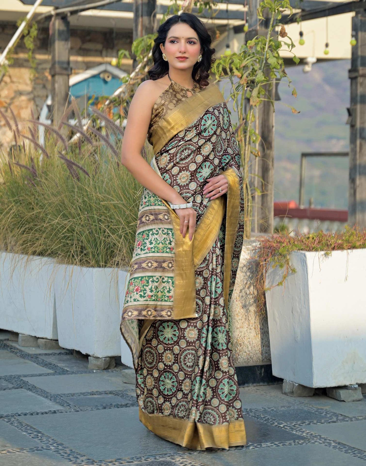 Mauve Silk Woven Printed Saree