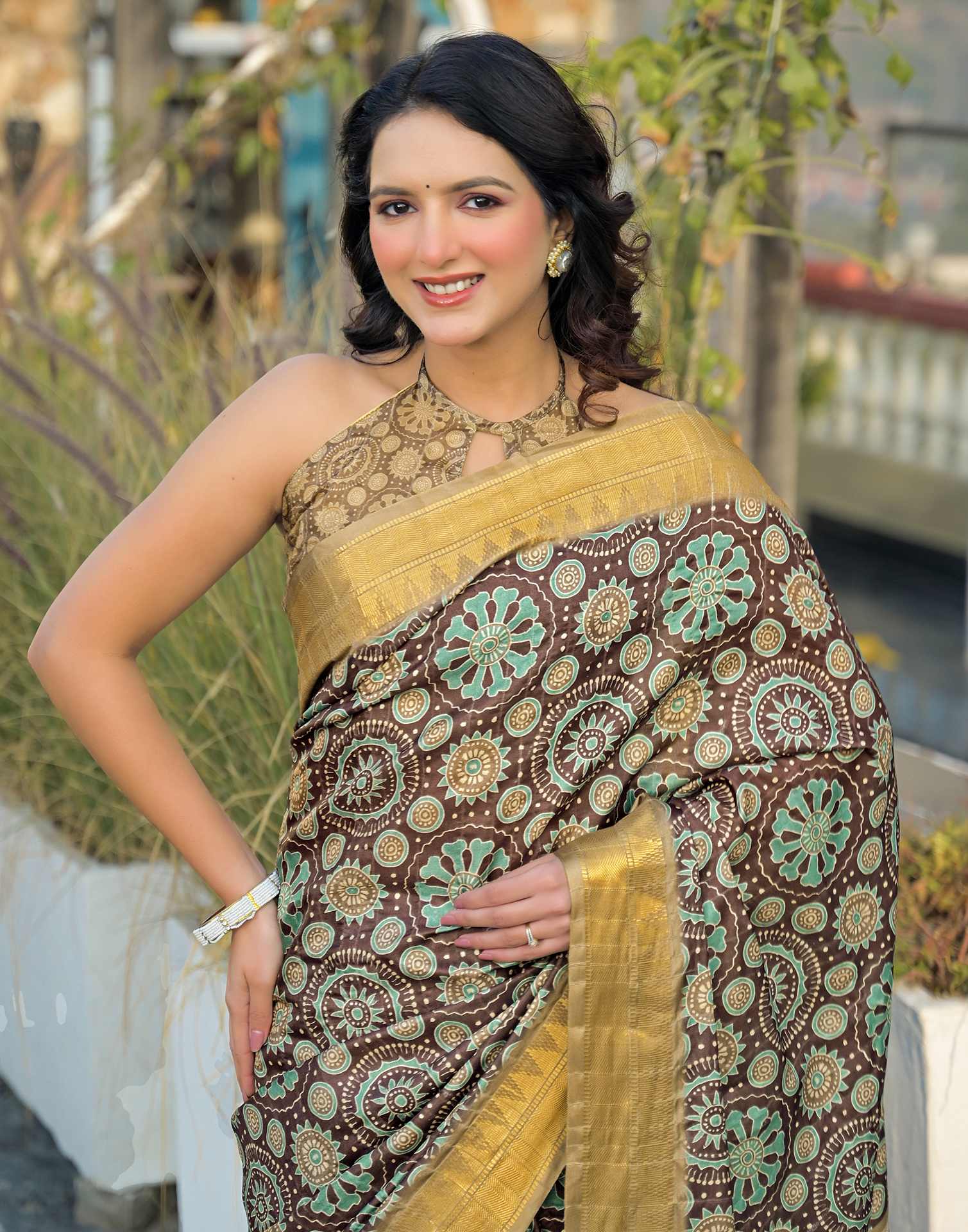 Mauve Silk Woven Printed Saree