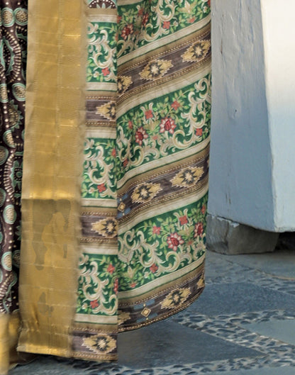 Mauve Silk Woven Printed Saree