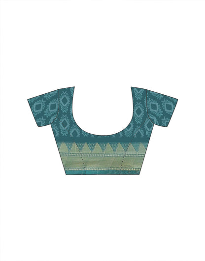 Light Turquoise Silk Woven Printed Saree