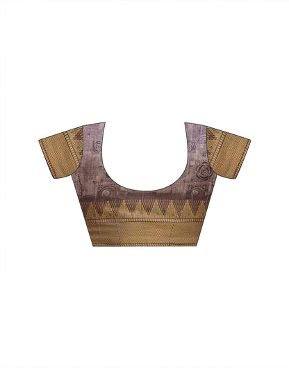 Brown Silk Woven Printed Saree
