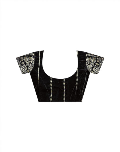 Navy Blue Net Sequence Embroidery Saree