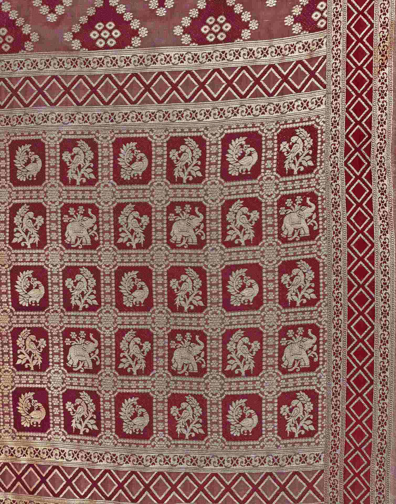 Maroon Silk Woven Patola Saree