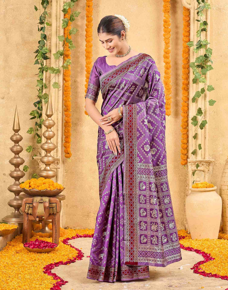 Purple Silk Woven Patola Saree