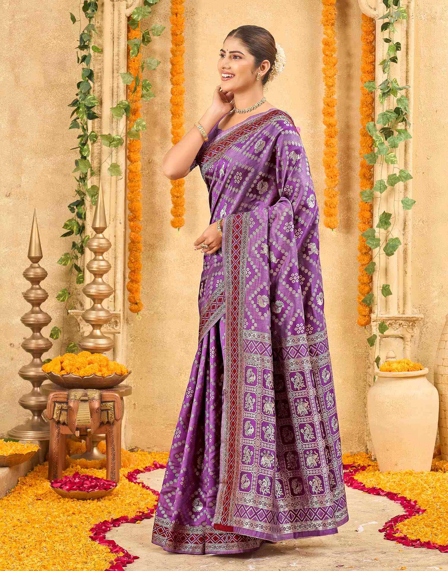 Purple Silk Woven Patola Saree