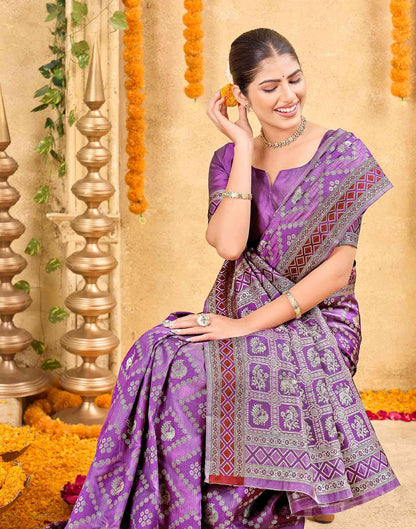 Purple Silk Woven Patola Saree