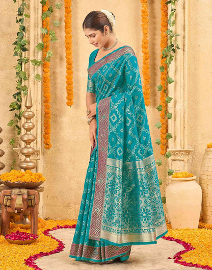 Teal Green Silk Woven Patola Saree