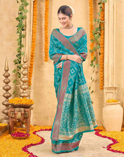 Teal Green Silk Woven Patola Saree
