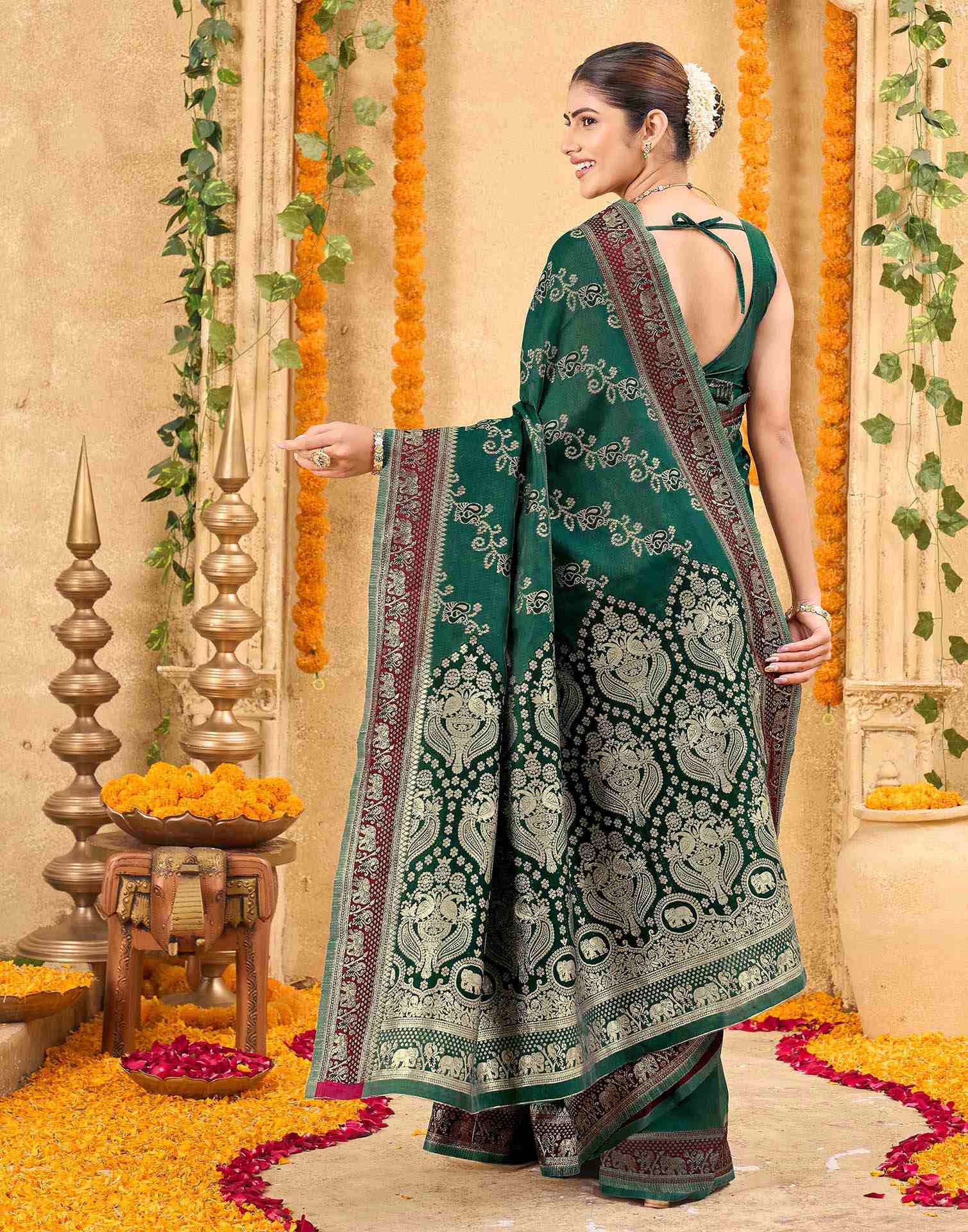 Green Silk Woven Banarasi Saree