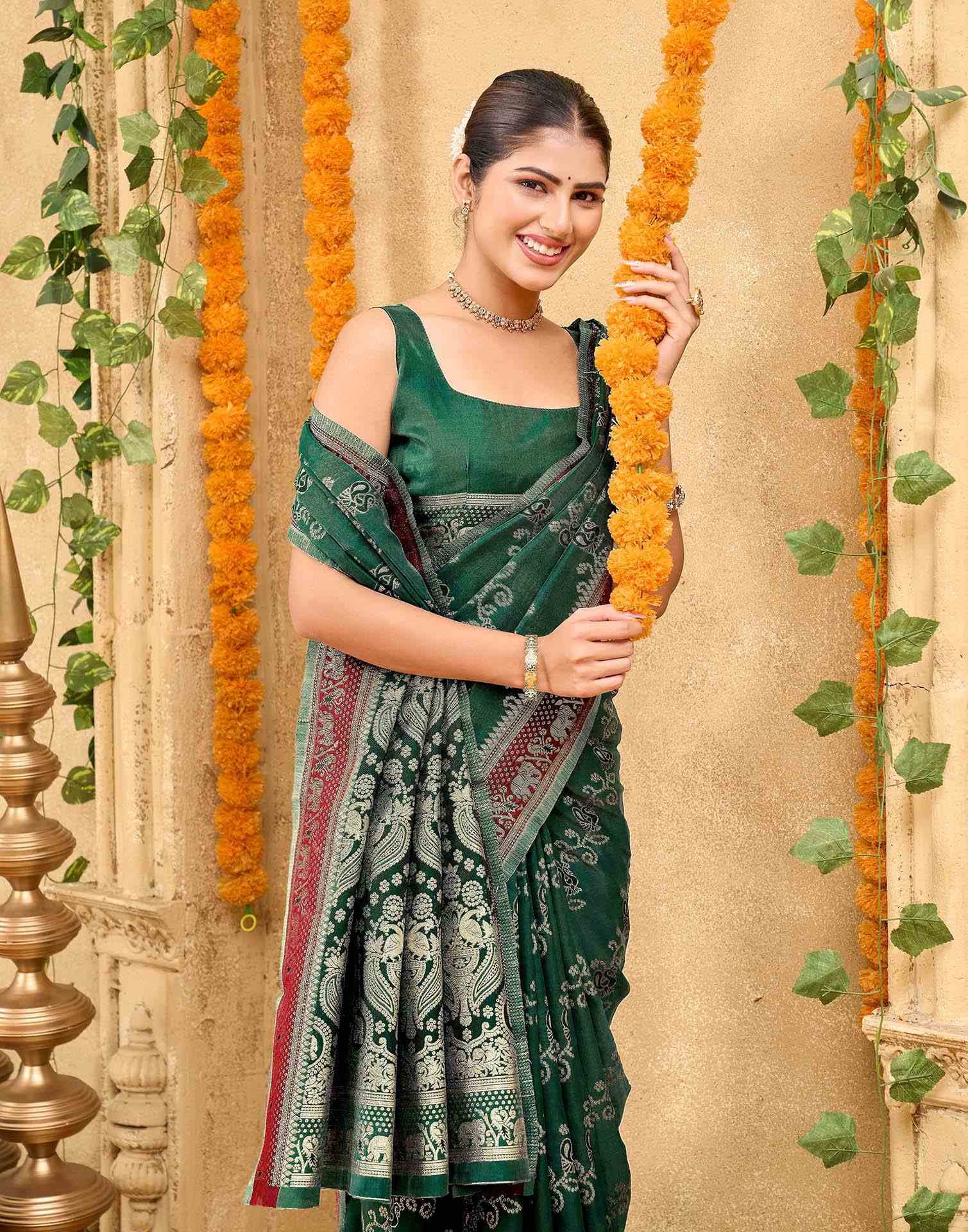 Green Silk Woven Banarasi Saree