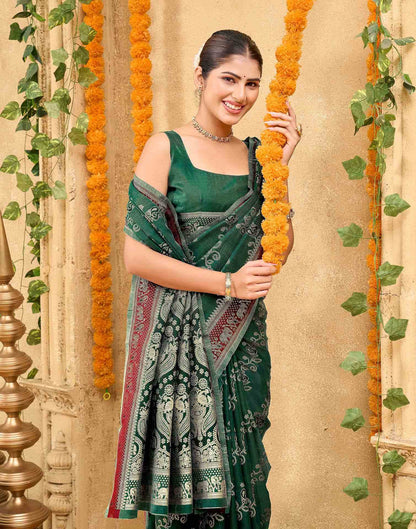 Green Silk Woven Banarasi Saree