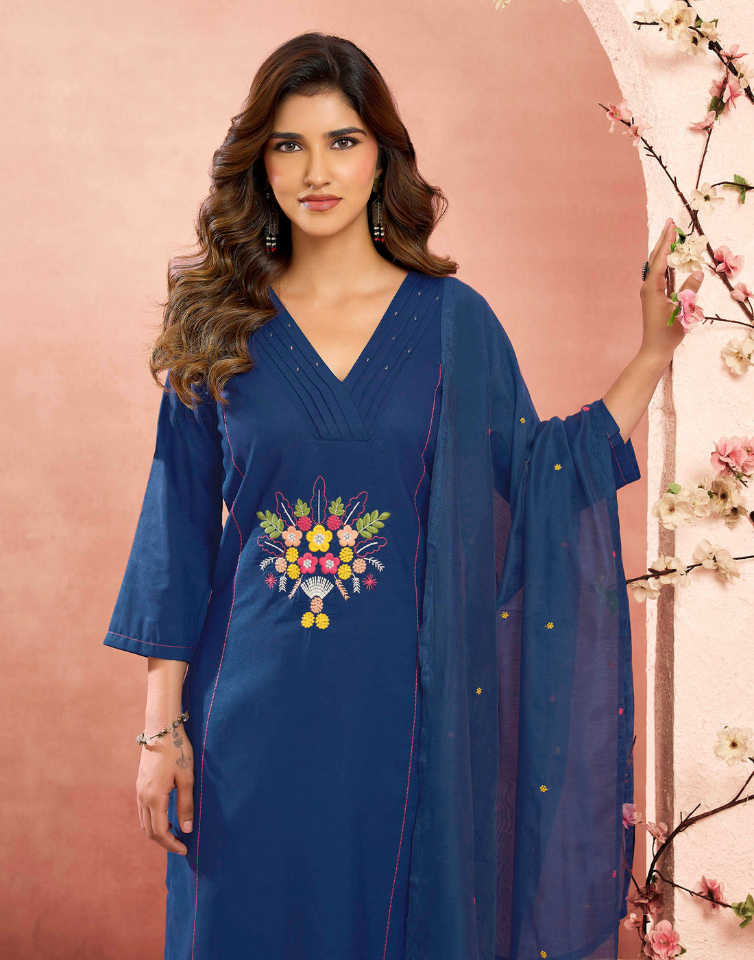Mehandi Green Pure Cotton Woven Straight Kurta Set With Dupatta