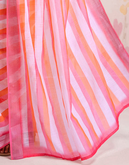Ready To Wear White Linen Printed Saree
