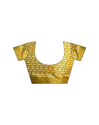 Ready To Wear Lime Yellow Linen Printed Saree