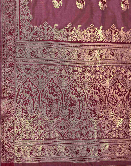 Maroon Silk Woven Banarasi Saree