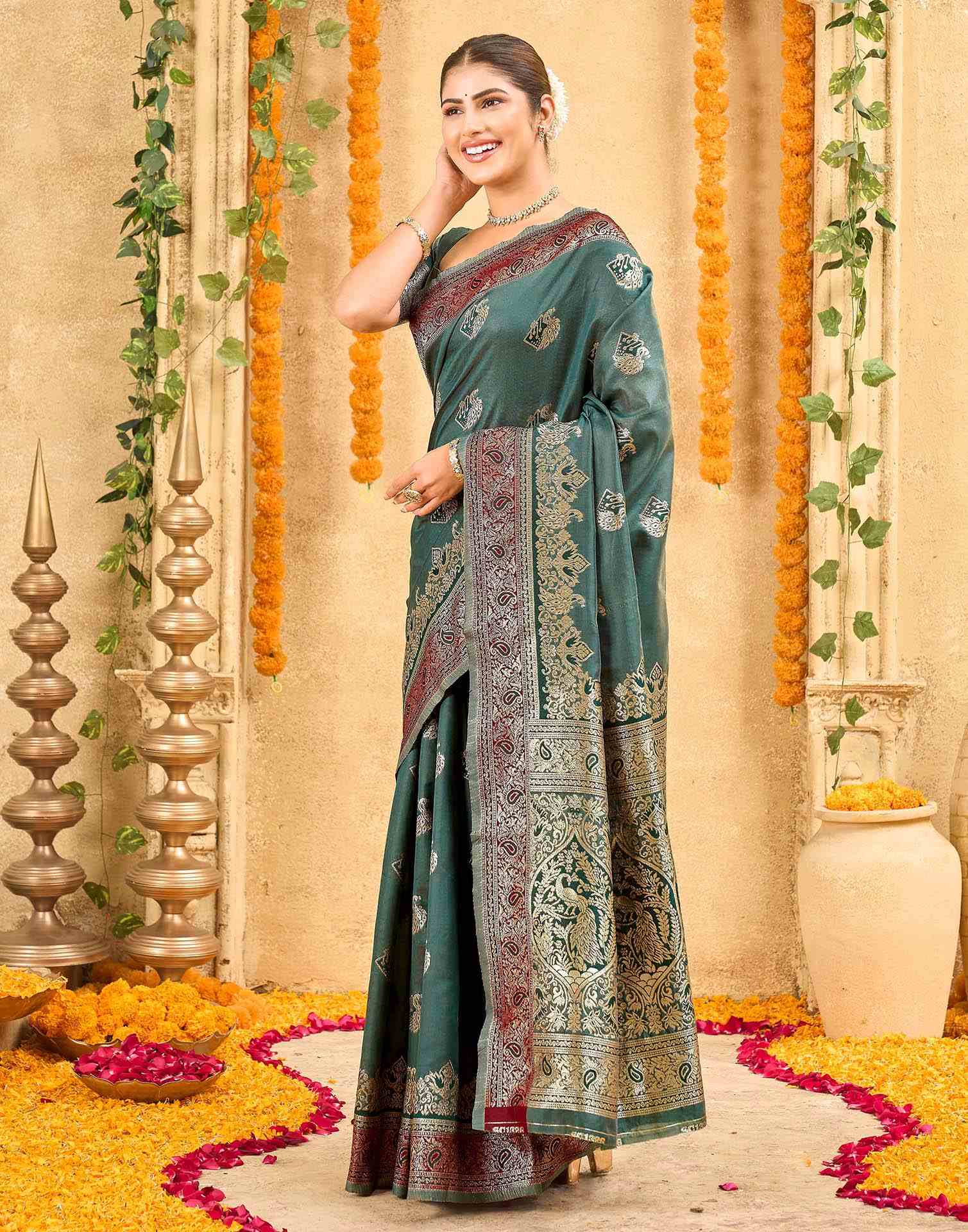 Green Silk Woven Banarasi Saree