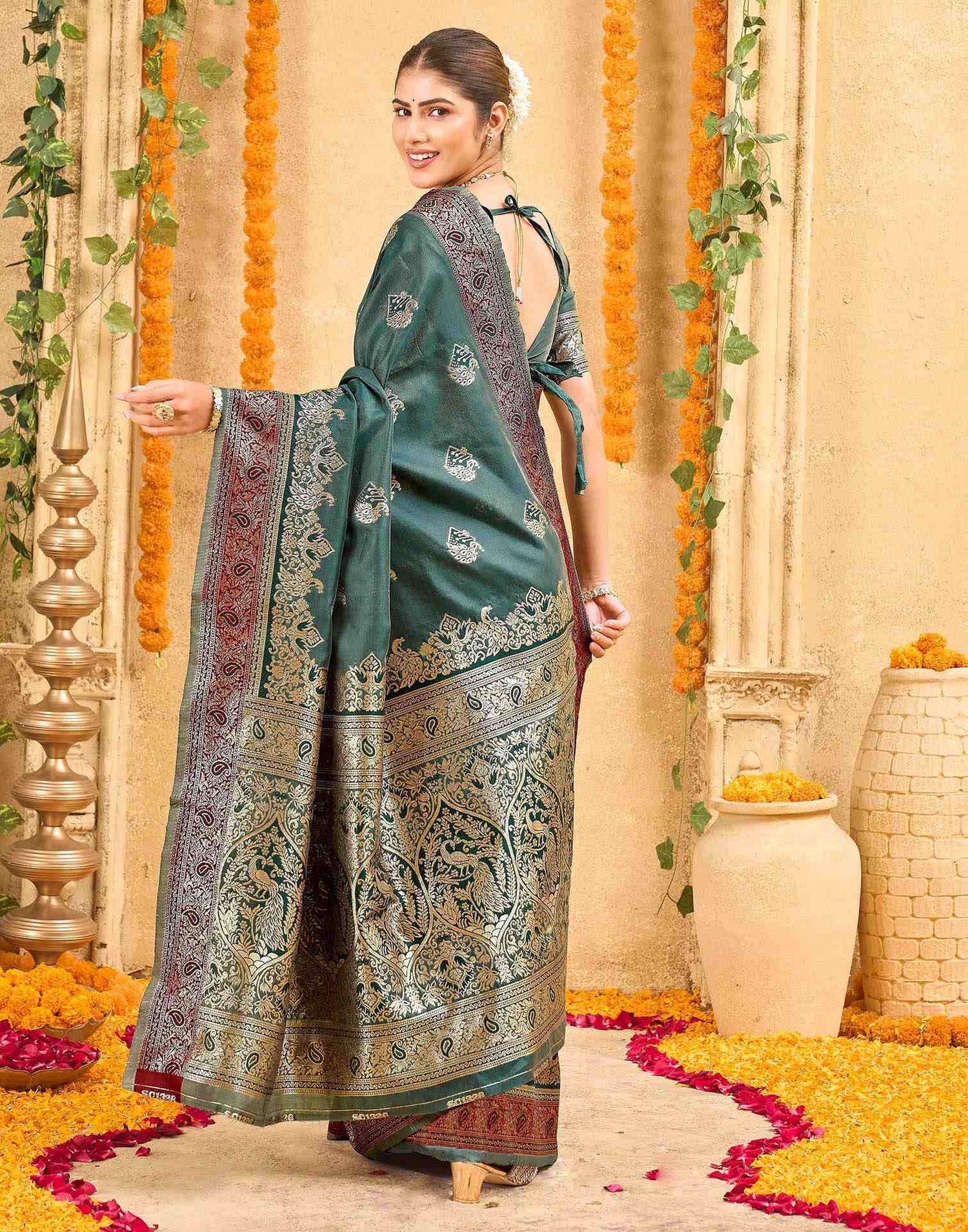 Green Silk Woven Banarasi Saree