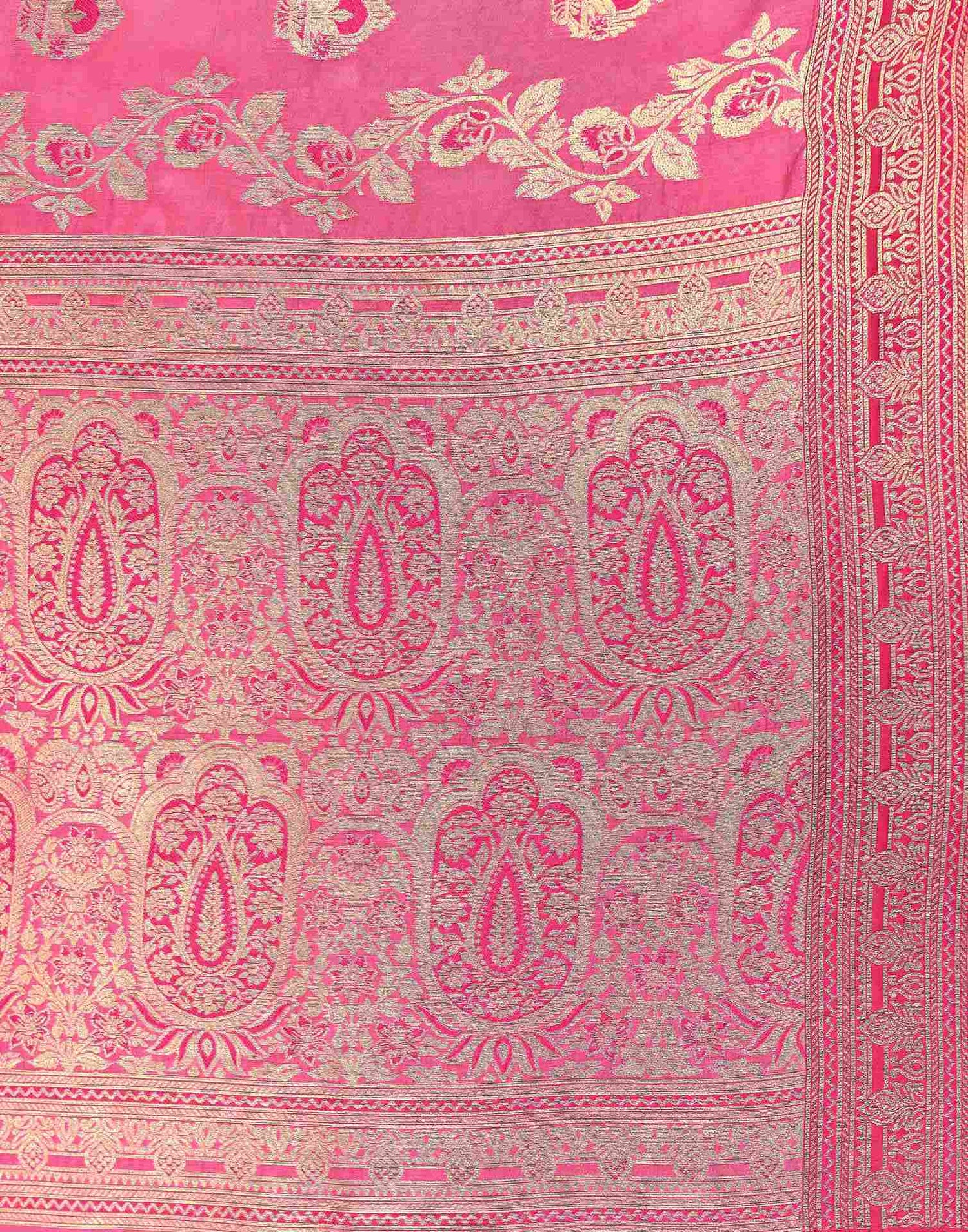 Pink Silk Woven Banarasi Saree