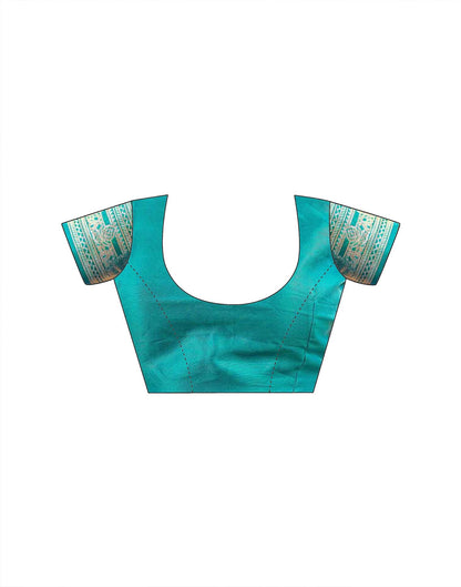 Teal Green Silk Woven Banarasi Saree