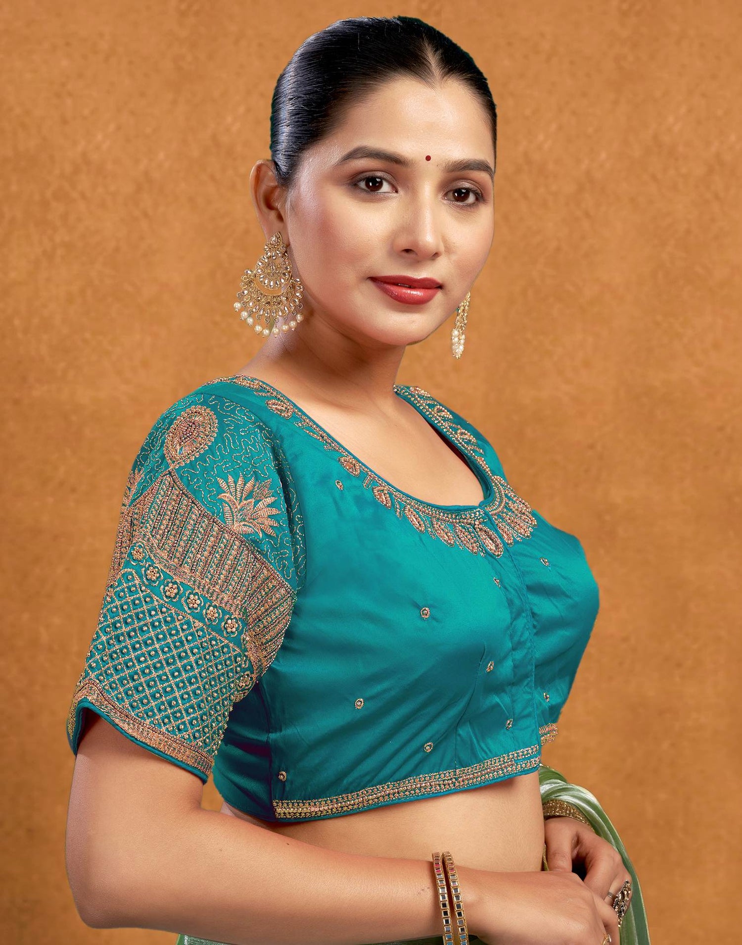 Teal Blue Silk Woven Banarasi Saree