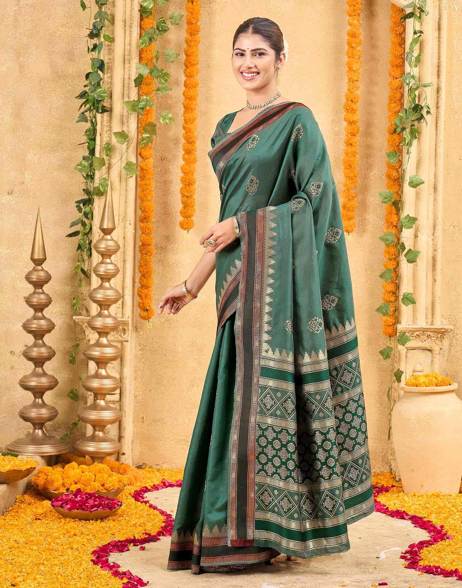 Green Silk Woven Banarasi Saree