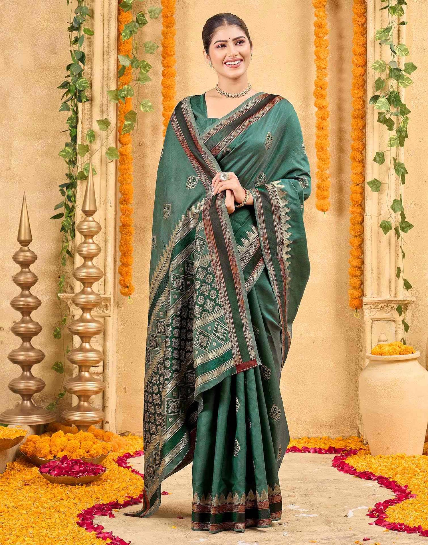 Green Silk Woven Banarasi Saree