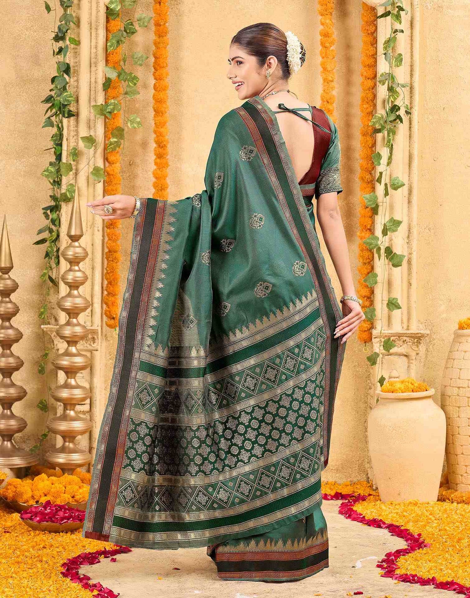 Green Silk Woven Banarasi Saree