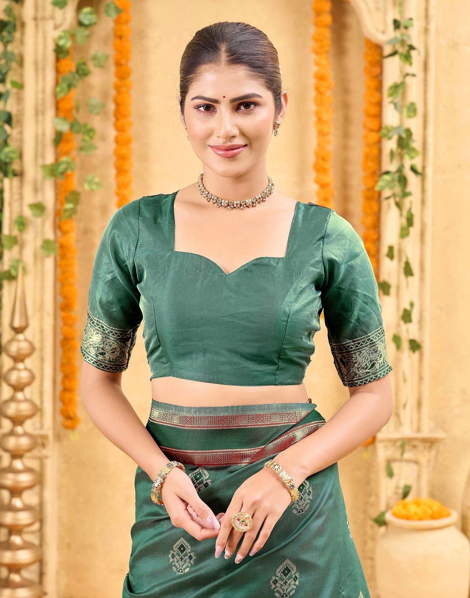 Green Silk Woven Banarasi Saree