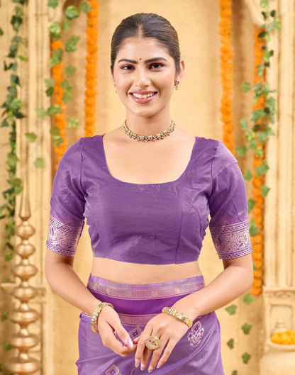 Purple Silk Woven Banarasi Saree