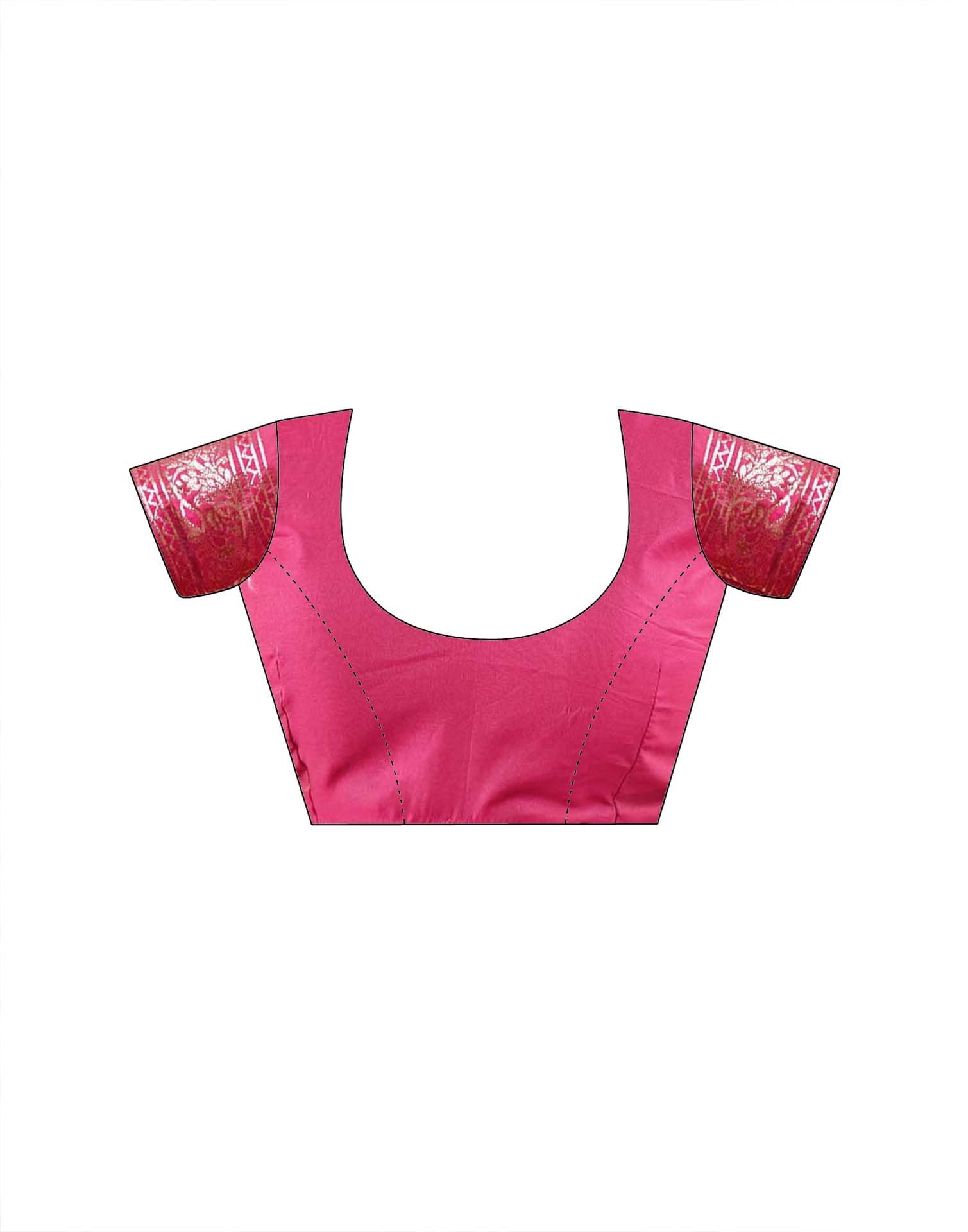 Pink Silk Woven Banarasi Saree
