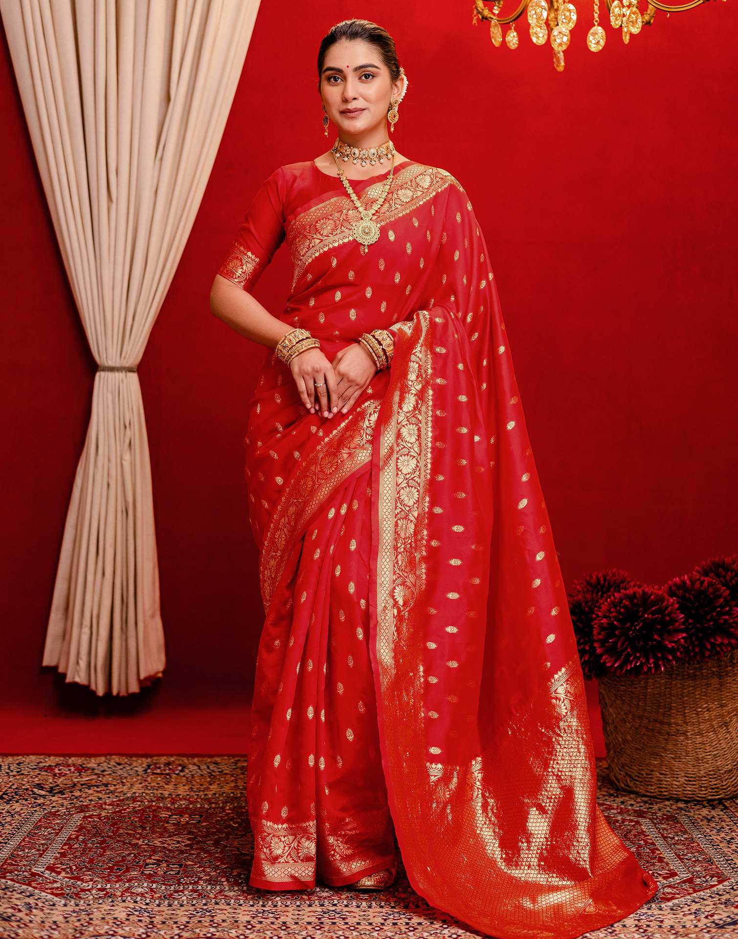 Red Silk Woven Banarasi Saree