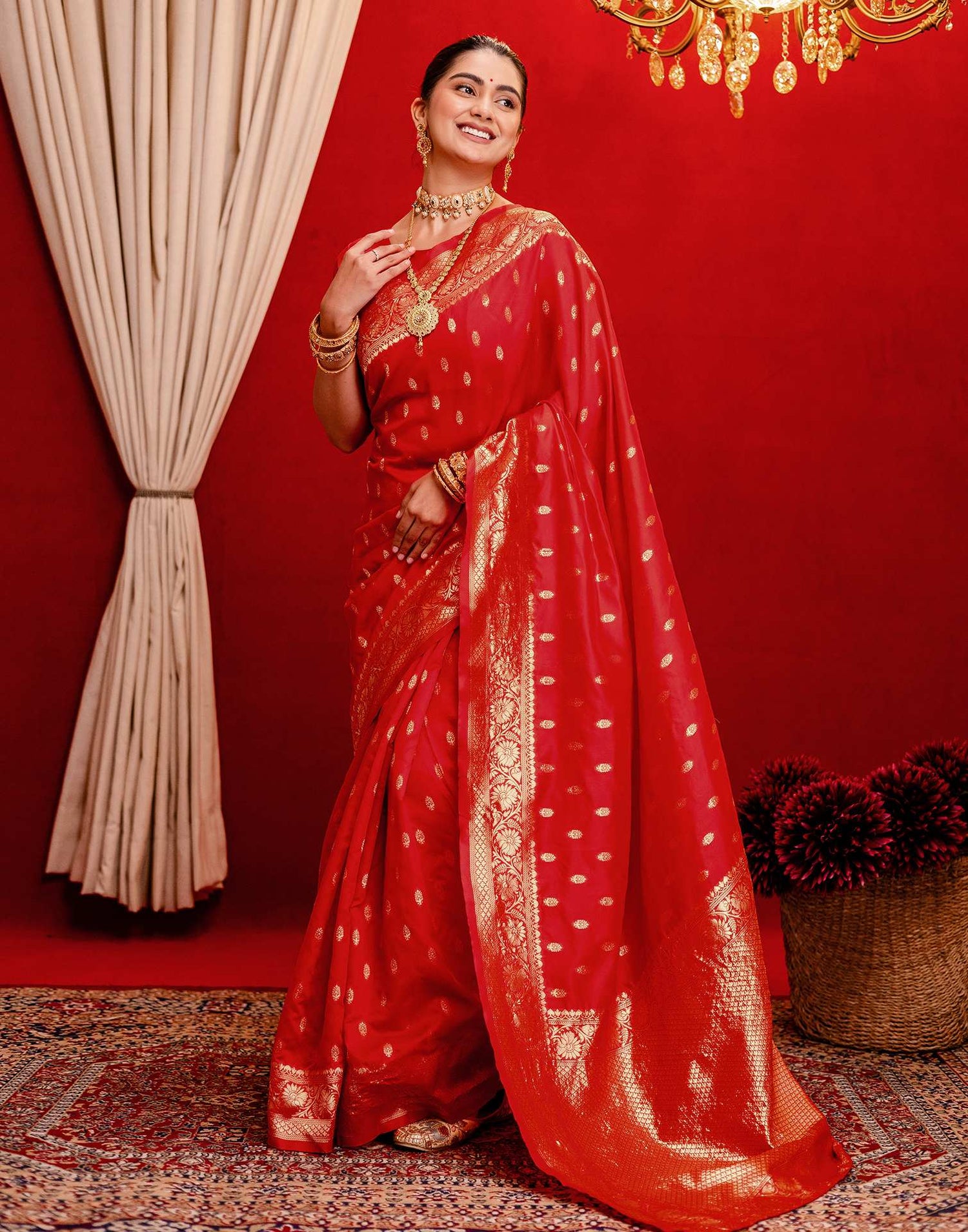 Red Silk Woven Banarasi Saree
