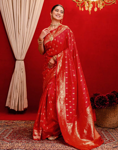 Red Silk Woven Banarasi Saree