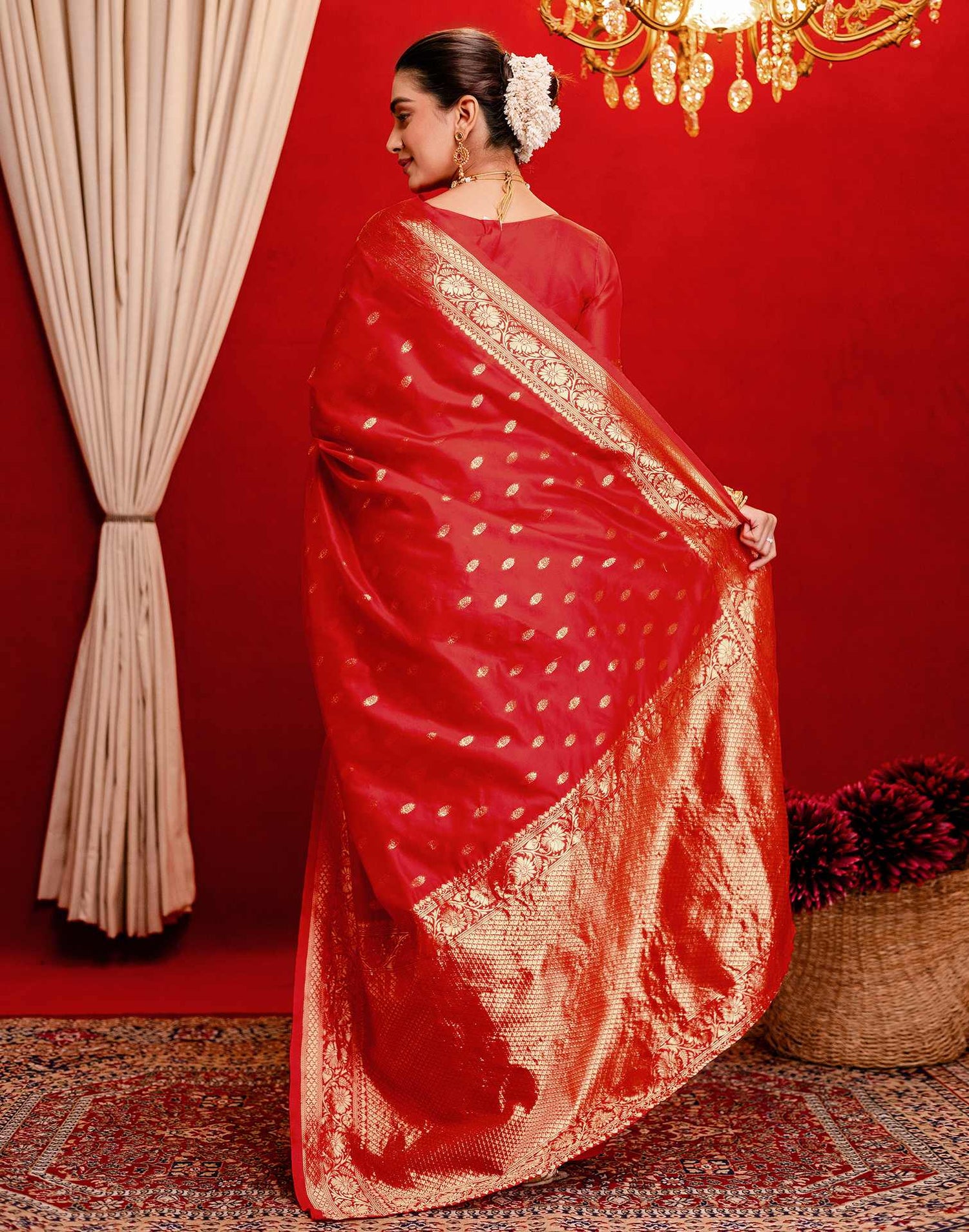 Red Silk Woven Banarasi Saree