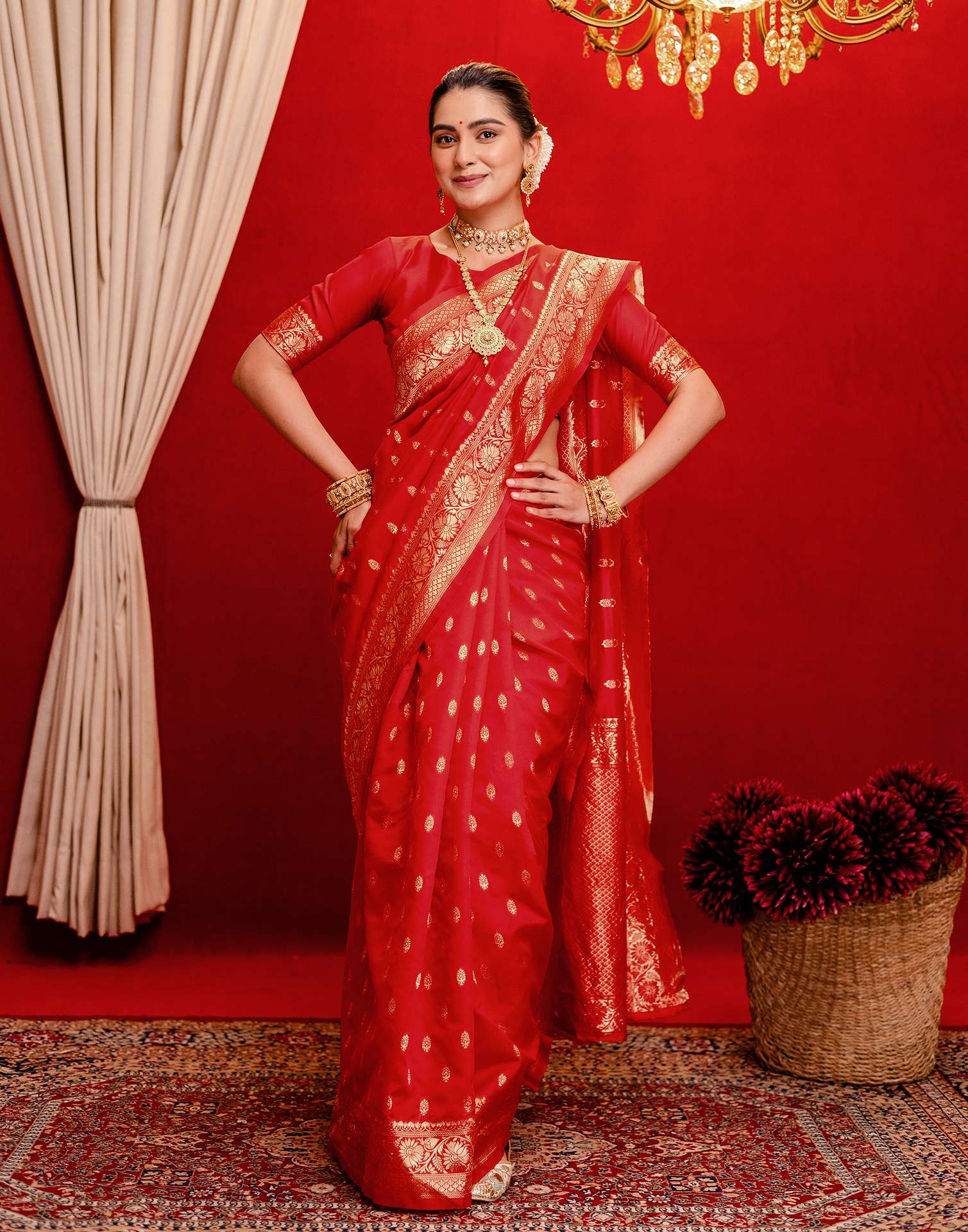 Red Silk Woven Banarasi Saree