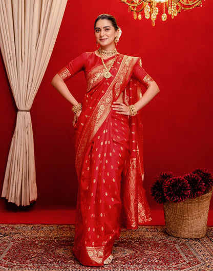 Red Silk Woven Banarasi Saree