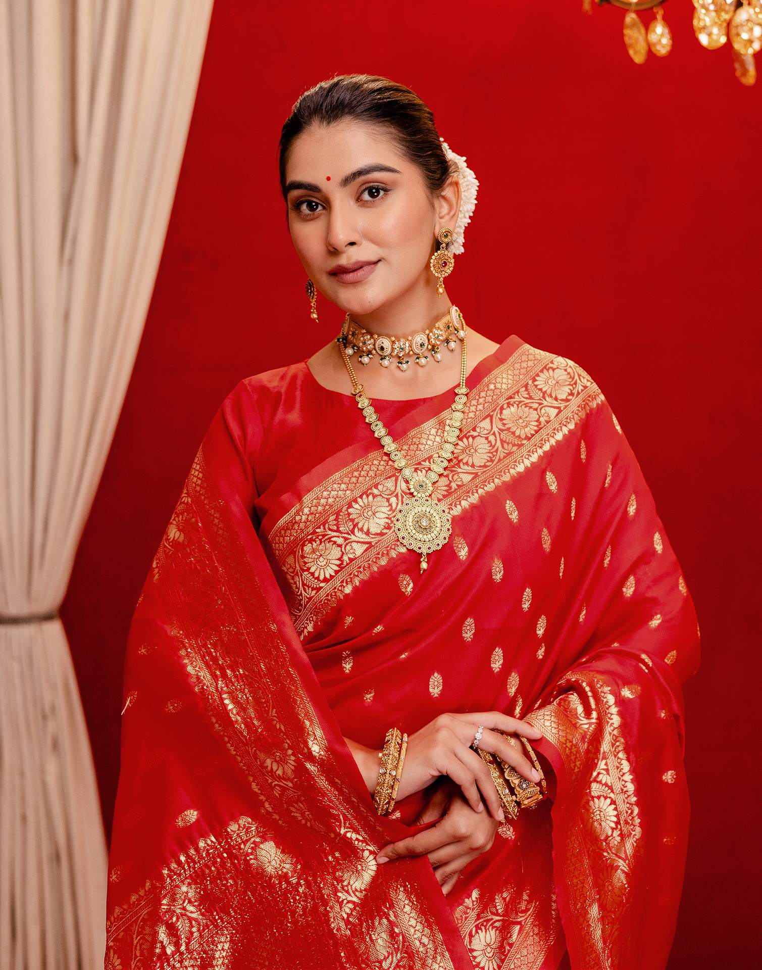 Red Silk Woven Banarasi Saree